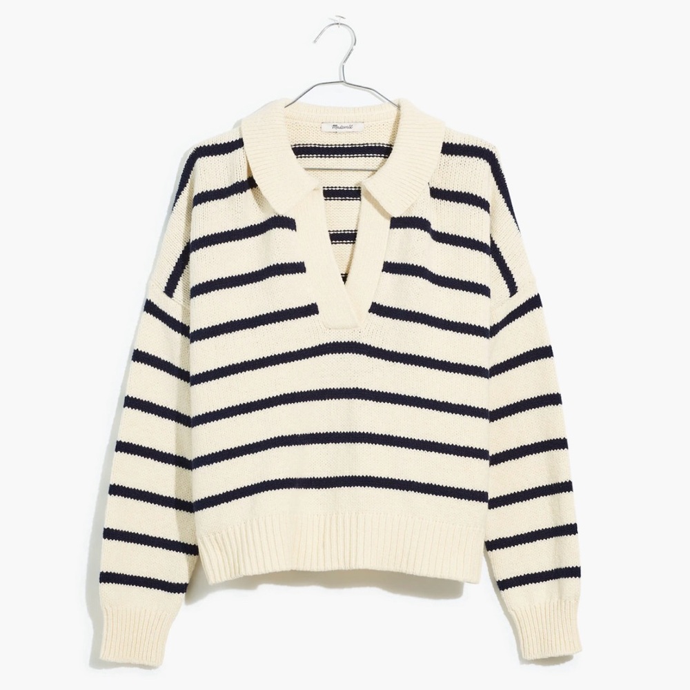 Madewell Dedham Polo Sweater in Stripe